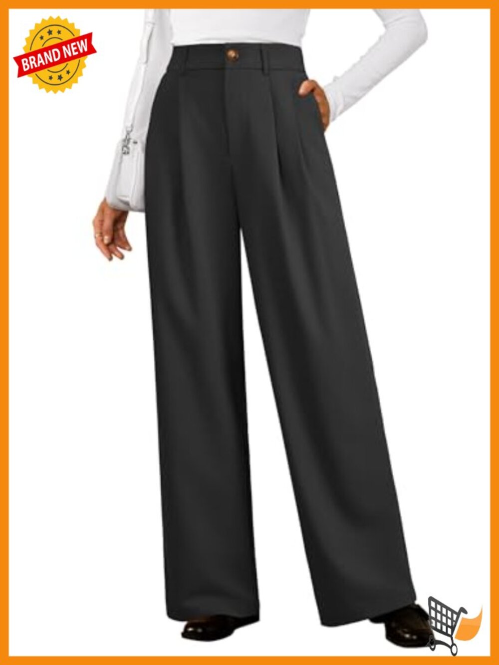 Wool Blend Straight Leg Pleated Business Casual Pants
